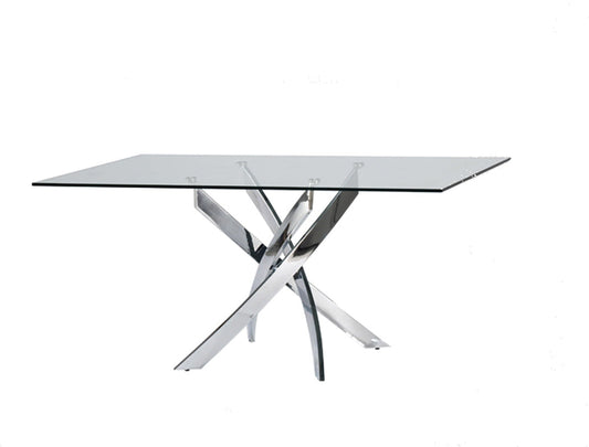 30inches Glass and Steel Rectangular Dining Table