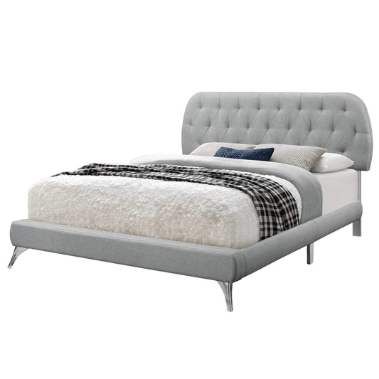 70.5" x 87.25" x 45.25" Grey Foam Solid Wood Linen  Queen Sized Bed